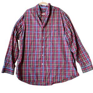Vtg Chaps Mens Long Sleeve Plaid Shirt Size 3XLT Blue Red Green Ralph Lauren